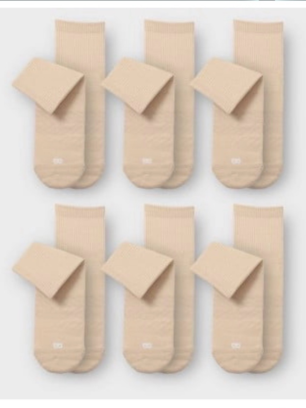 Men's 6-Pack Beige Crew Socks